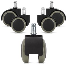Set 5 Roti pentru scaun de birou tija 11/50 mm, Kwmobile, Gri, Plastic, 48042.22