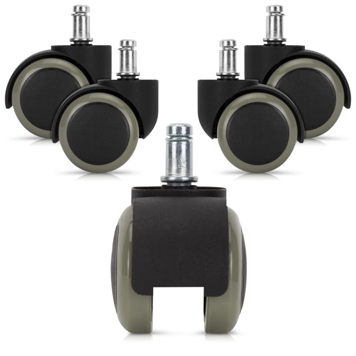 Set 5 Roti pentru scaun de birou tija 11/50 mm, Kwmobile, Gri, Plastic, 48042.22