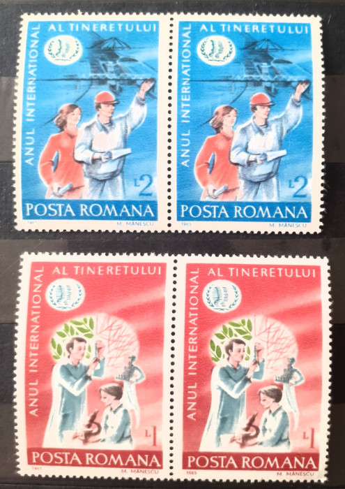 Romania 1985 LP 1121,Anul nternational al tineretului x2,nestampilata
