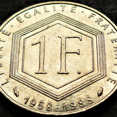 Moneda comemorativa 1 FRANC - FRANTA, anul 1988 *cod 782 B