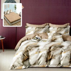 Lenjerie pat dublu,bumbac finet,6 piese,cearceaf cu elastic 160 180x200cm, cearceaf pilota 200x230cm, 2 fete de perna 50x70, 2 fete de perna 70x70-HF6