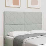 vidaXL Capac de pat LED gri deschis Set de 3 Gri deschis Țesătură, Lemn