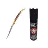 Cumpara ieftin Set Autoaparare: Spray Piper 90ml + Cutit Spaniol 15cm, Aluminiu, Raza 3m, Drumetie, Camping