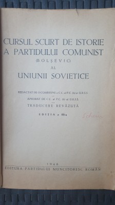 Cursul scurt de istorie al comunistilor bolsevici URSS, 1948, 512 pag foto