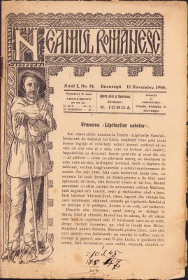 HST Z118 Neamul rom&amp;acirc;nesc 54/1906 anul I Nicolae Iorga antisemită foto