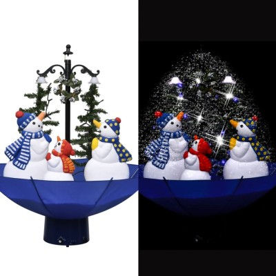 vidaXL Brad de Crăciun cu ninsoare și bază umbrelă albastru 75 cm PVC 289929 foto