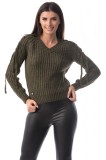 Cumpara ieftin E766-14 Pulover cu decolteu in V si snur in zona umerilor, S/M