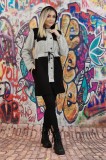 U860-118 Jacheta casual calduroasa din material cu lana