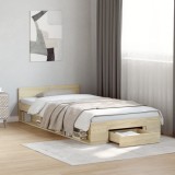 VidaXL Cadru de pat cu sertar stejar sonoma 75x190 cm lemn prelucrat
