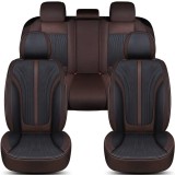 Cumpara ieftin Set huse scaune auto Bremer Sitzbezuge, material textil in si velur microfibra, compatibil tetiere detasabile, maro cu negru, 15 piese