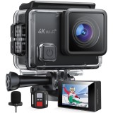 Camera Sport WiFi SF230, 4K/30FPS, 20MP, LCD 2.0&quot;, 170&deg; Reglabil, EIS, Rezistenta Apa 40M, Microfon, Telecomanda, 2 Baterii, Negru