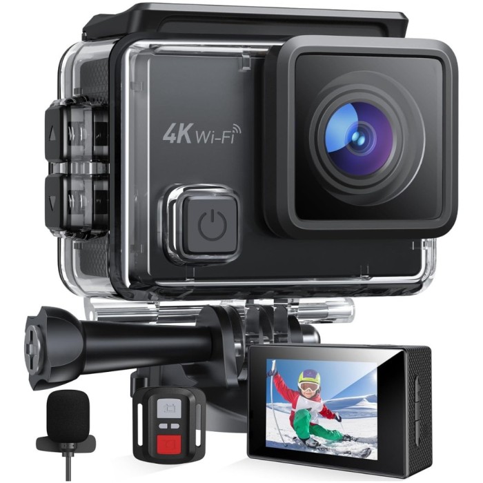 Camera Sport WiFi SF230, 4K/30FPS, 20MP, LCD 2.0&quot;, 170&deg; Reglabil, EIS, Rezistenta Apa 40M, Microfon, Telecomanda, 2 Baterii, Negru