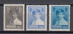 ROMANIA 1928 LP 79 REGELE MIHAI I FORMAT MARE CU FILIGAN SERIE MNH