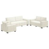 Cumpara ieftin Set de canapele cu perne, 3 piese, crem, catifea