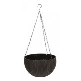 Ghiveci Suspendat Maro 26 cm Strend Pro, Plastic Imitatie Ratan, Ghiveci Flori Rotund cu Lant