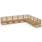 Set mobilier de gradina, 8 piese, maro miere, lemn masiv pin