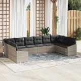 Cumpara ieftin Set de canapele pentru gradina 10 buc. Gri deschis poliratan