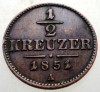 1.488 AUSTRIA 1/2 KREUZER 1851 A, Europa, Cupru (arama)