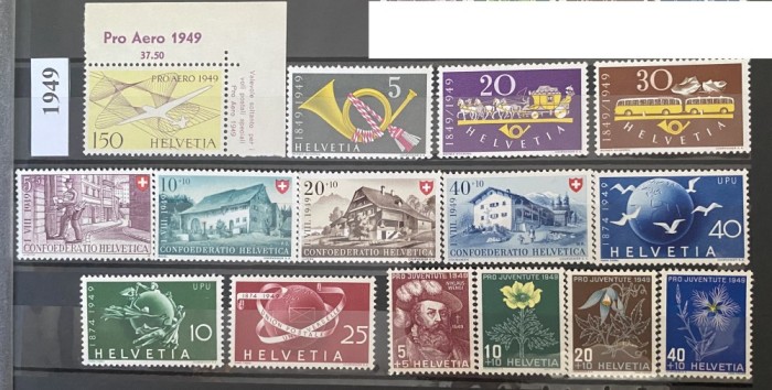 ELVETIA 1949, An complet, serii MNH