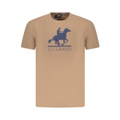 U.S. Grand POLO Tricou barbati cu imprimeu, cu decolteu la baza gatului, maro, S