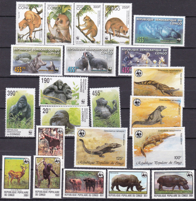 Congo 1978/87/97/2002/2006 fauna WWF 5 serii MNH ww81
