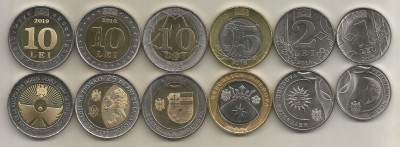 MOLDOVA LOT / SET ( 6 buc ) 1 + 2 + 5 + 2 X 10 LEI 2018 + 10 LEI 2019 - UNC foto