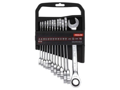 Set 12 chei combinate cu piedică PROLINE oțel crom-vanadium foto