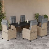 VidaXL Set mobilier pentru grădină, 7 piese, cu perne, bej, poliratan