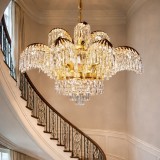 Candelabru din cristal PALACE, auriu lucios, D80 cm, &icirc;naltime reglabila