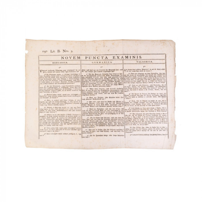 Examen cu nouă &icirc;ntrebări - Novem Puncta Examinis, 1790 - D