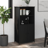 vidaXL Dulap inalt negru 62x36x121.5cm lemn prelucrat - Dulapior depozitare living, dormitor, hol - Design modern