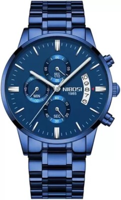 Ceas barbati Nibosi Data Otel Analog Quartz Albastru foto