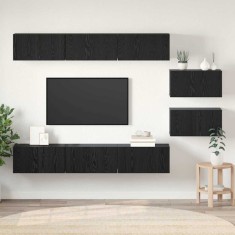 vidaXL Set comodă TV 8 pcs Stejar negru 60 x 30 x 30 cm Lemn compozit