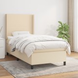 VidaXL Pat box spring cu saltea, crem, 80x200 cm, textil