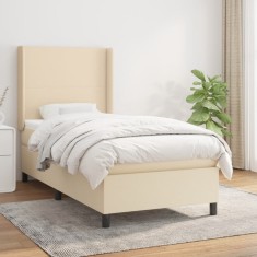 vidaXL Pat box spring cu saltea, crem, 80x200 cm, textil 3131230