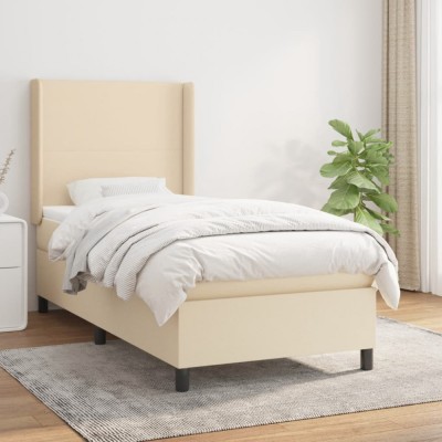 vidaXL Pat box spring cu saltea, crem, 80x200 cm, textil 3131230 foto
