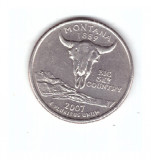 Moneda SUA 25 centi/quarter dollar 2007 P, Montana 1889, stare foarte buna, America de Nord, Nichel