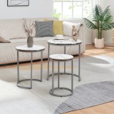 Satztisch Bornholm im 3er Set Marmor, wei&szlig; [en.casa]