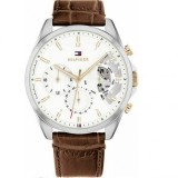 Tommy Hilfiger Baker 1710450, Ceas Barbătesc 44mm Cronograf cu Baterie cu Curea din Piele Maro