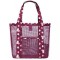 Geanta de plaja, flippy, din plasa transparenta, imprimeu floral, 43 x 10 x 33 cm, model pentru umar, lungime inferioara 33 cm, burgundy