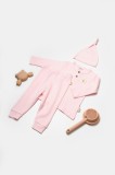 Cumpara ieftin Set 3 piese:bluza, pantaloni si caciulita Bamboo, roz, BabyCosy, 50% bumbac+50%bambus (Marime: 6-9 luni)