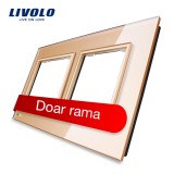 Cumpara ieftin Rama dubla pentru priza Livolo din sticla crystal, aurie
