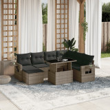 VidaXL Set canapele de grădină cu perne, 8 piese, gri, poliratan