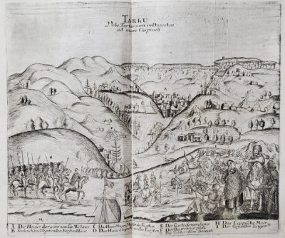 OLEARIUS ADAM , TARKU - URBS. TARTAROUM IN DAGESTAN , GRAVURA PE CUPRU , 1696 foto