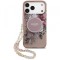 Husa MagSafe pentru Apple iPhone 17 Pro Max, Guess, IML Flowers with Pearl Strap, Roz
