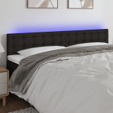 VidaXL Tăblie de pat cu LED, negru, 180x5x78/88 cm, textil