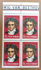 TIMBRE ROMANIA MNH LP748/1970 200 ani na?terea Beethoven- Bloc de 4 timbre foto