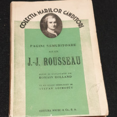 Carte veche anul 1939 Colectia Marilor Ganditori -Editura Socec - J.J. ROUSSEAU