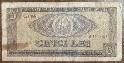 B12 83 - Bancnota foarte veche - Romania - 5 lei - 1966 foto