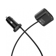 Set incarcator auto/prelungitor Phone Accessorie, USB, 48 W, cablu 1.2 m, Negru foto